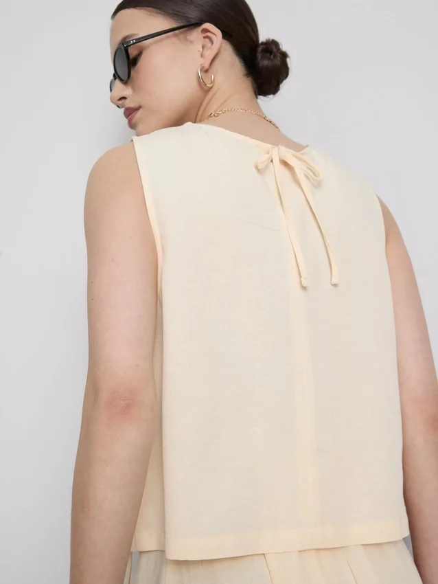 Camisola sem mangas em mistura de algodão