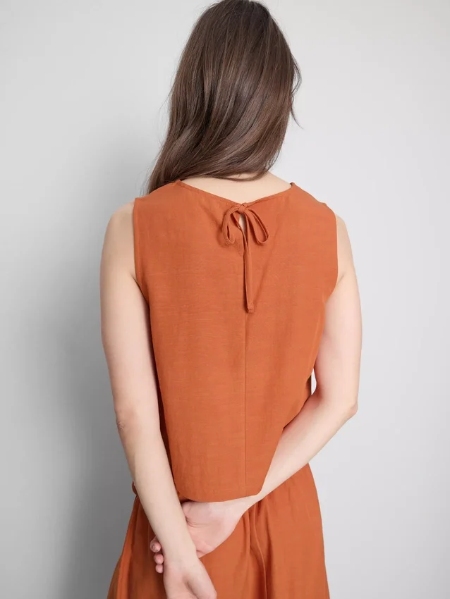 Camisola sem mangas em mistura de algodão