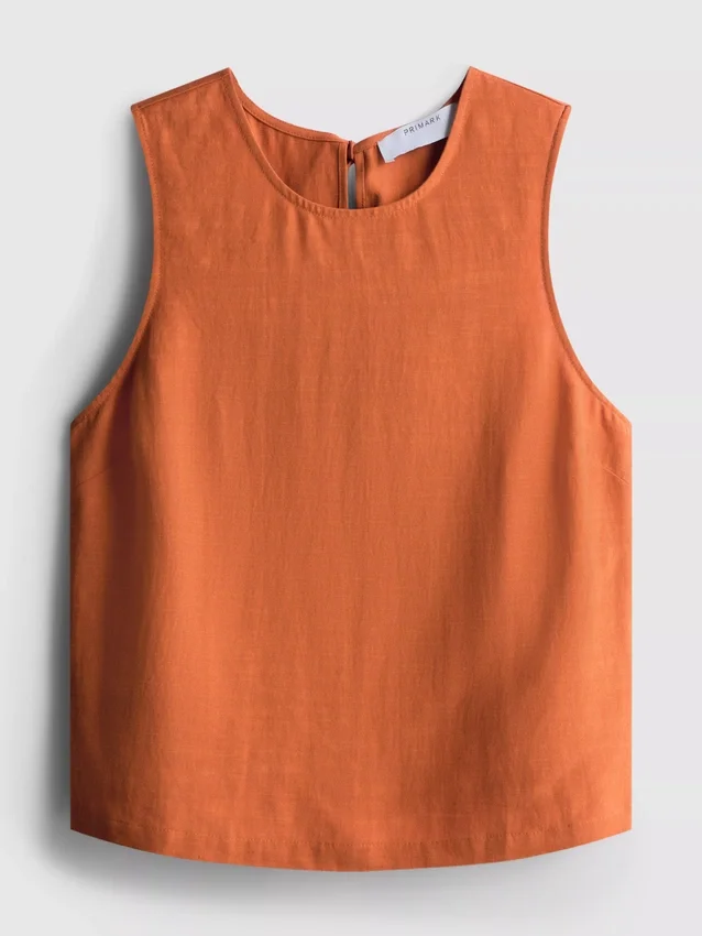 Camisola sem mangas em mistura de algodão