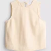 Camisola sem mangas em mistura de algodão