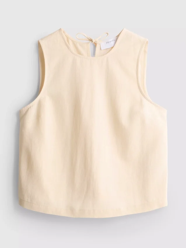 Camisola sem mangas em mistura de algodão