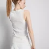 Camisola sem mangas em mistura de algodão com canelado