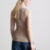 Camisola sem mangas em mistura de algodão com canelado