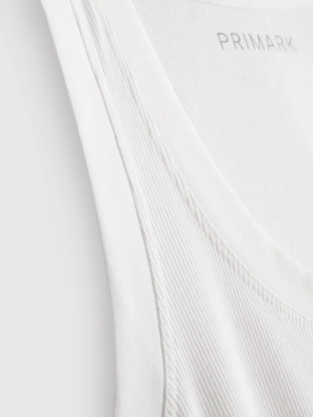 Camisola sem mangas em mistura de algodão com canelado