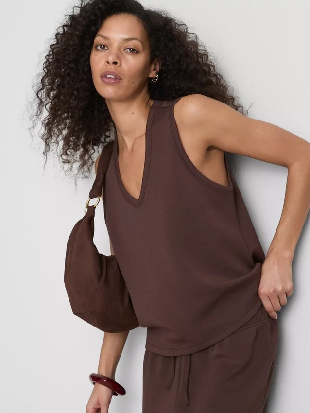 Camisola sem mangas em mistura de modal