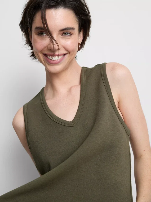 Camisola sem mangas em mistura de modal