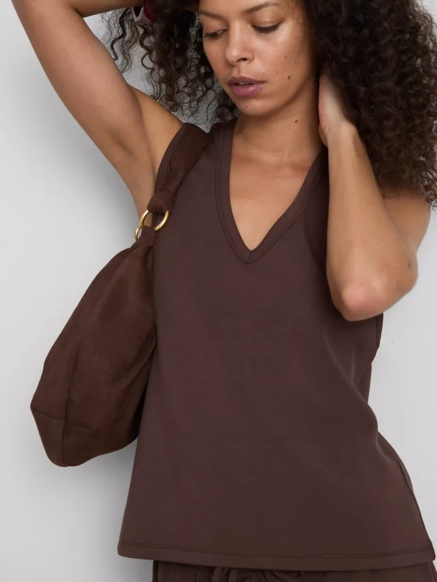 Camisola sem mangas em mistura de modal