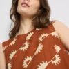Camisola sem mangas estampada em mistura de algodão