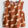 Camisola sem mangas estampada em mistura de algodão