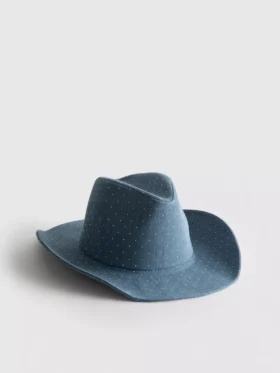 Chapéu de cowboy em ganga com tachas