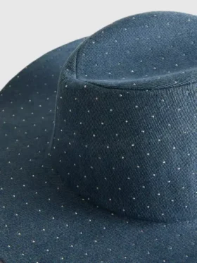 Chapéu de cowboy em ganga com tachas