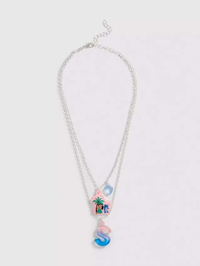 Colar com pingente com a inicial do Stitch da Disney