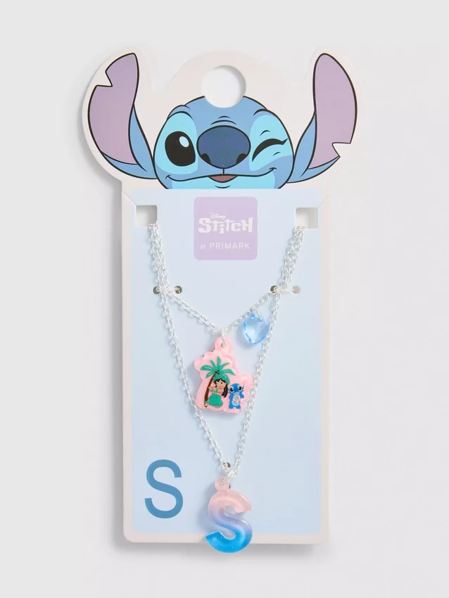 Colar com pingente com a inicial do Stitch da Disney