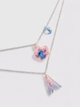 Colar em camadas com inicial e pingente do Stitch da Disney