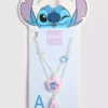 Colar em camadas com inicial e pingente do Stitch da Disney
