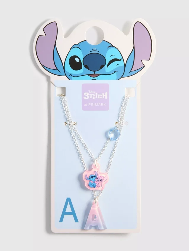 Colar em camadas com inicial e pingente do Stitch da Disney