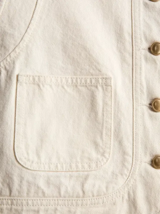 Colete curto de algodão com bolso frontal