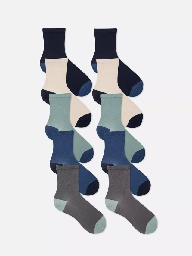 Conjunto de 10 pares de meias curtas com costura plana