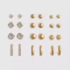 Conjunto de 12 brincos de pino e argola