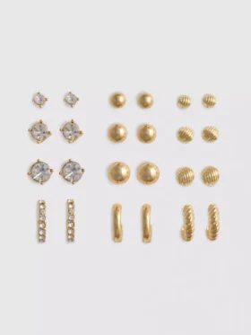 Conjunto de 12 brincos de pino e argola