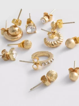 Conjunto de 12 brincos de pino e argola