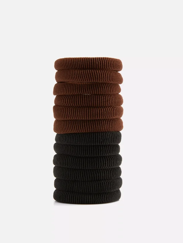 Conjunto de 12 elásticos de cabelo em tecido