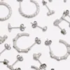 Conjunto de 15 brincos de pressão e argolas
