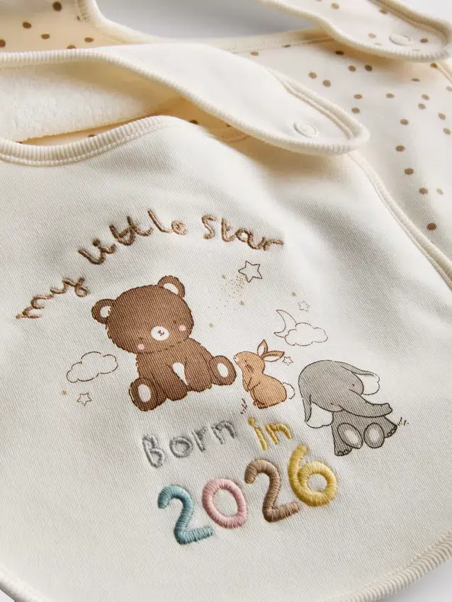 Conjunto de 2 babetes «Born in 2026»