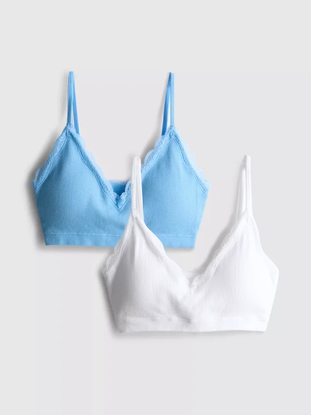 Conjunto de 2 bralettes com acabamento em renda sem costuras