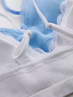 Conjunto de 2 bralettes com acabamento em renda sem costuras
