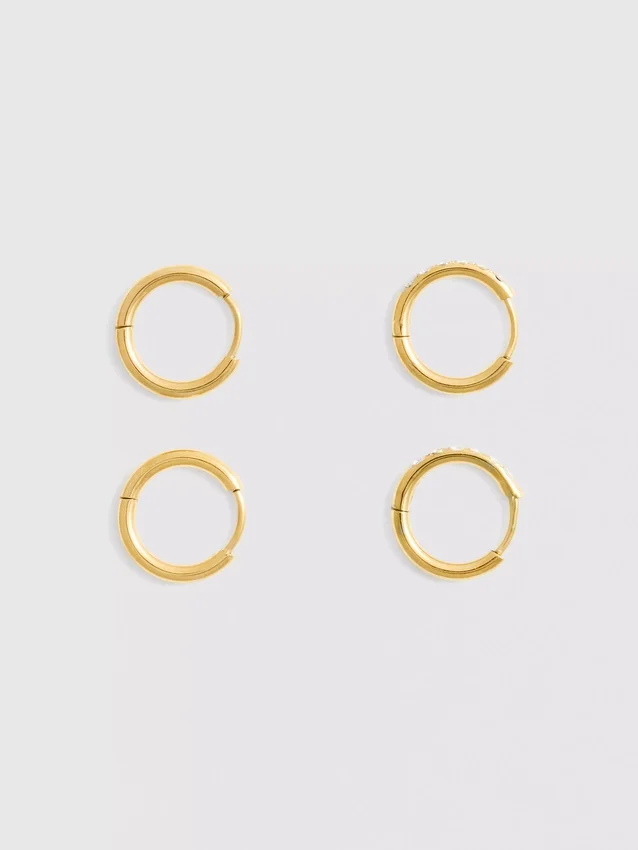 Conjunto de 2 brincos de argola «Diamanta» à prova de água