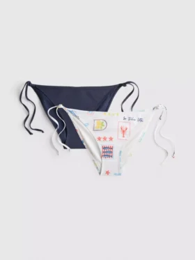 Conjunto de 2 calções de biquíni estampados com atilhos laterais