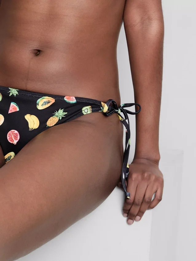 Conjunto de 2 calções de biquíni estampados com atilhos laterais