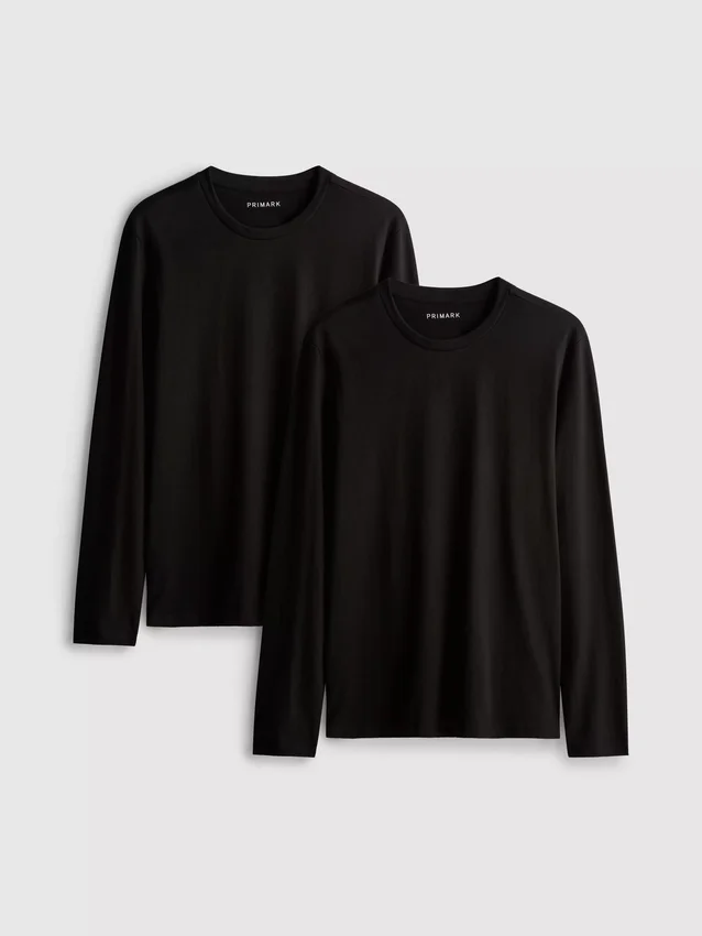 Conjunto de 2 camisas de manga comprida em algodão