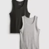 Conjunto de 2 camisolas sem mangas com canelado