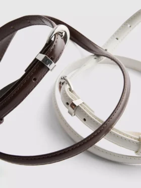 Conjunto de 2 cintos com fivela em forma de meia-lua