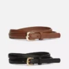 Conjunto de 2 cintos finos em imitação de couro