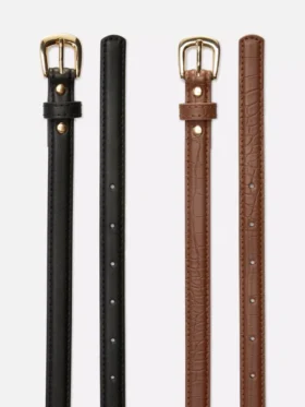 Conjunto de 2 cintos finos em imitação de couro