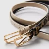 Conjunto de 2 cintos finos em imitação de couro
