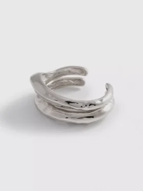 Conjunto de 2 pulseiras tipo manilha em metal fundido