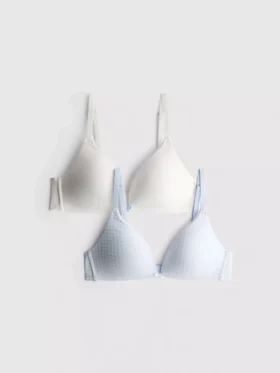 Conjunto de 2 sutiãs sem aro com elevado teor de algodão