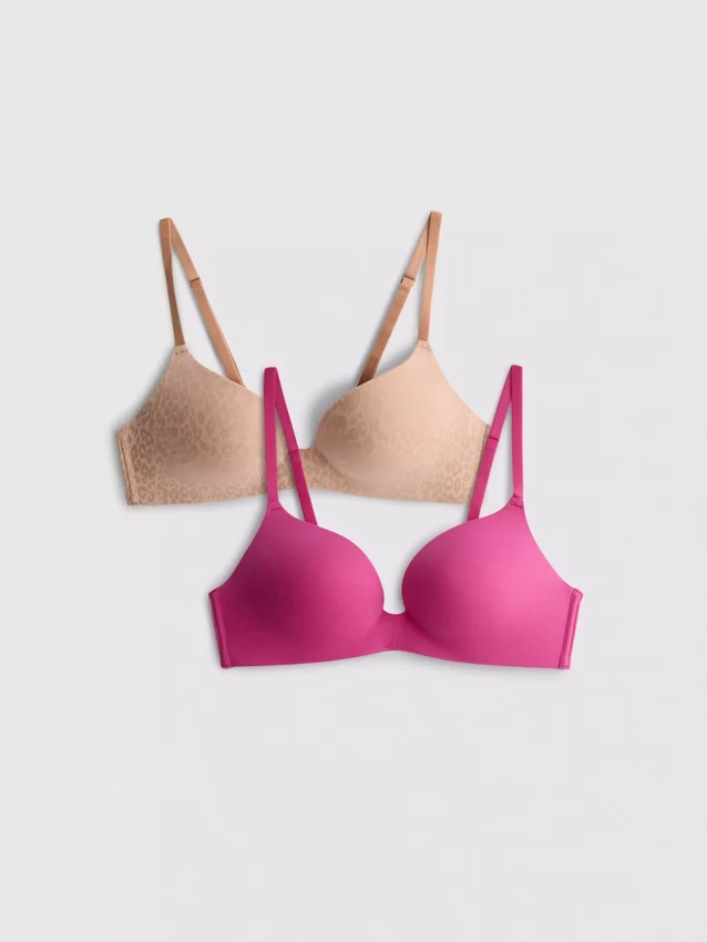 Conjunto de 2 sutiãs tipo t-shirt sem aro, tamanhos A-E