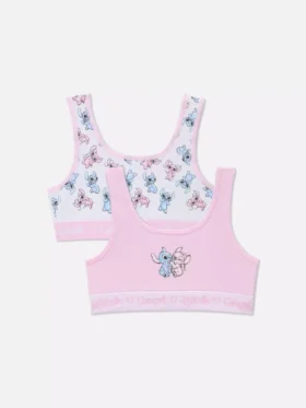 Conjunto de 2 tops curtos sem costuras com o Stitch e o Angel da Disney