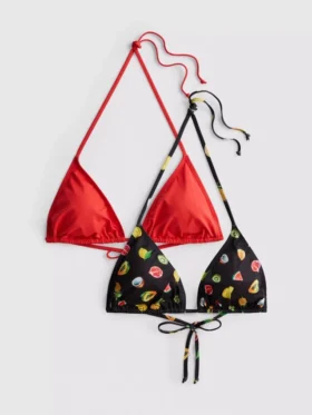 Conjunto de 2 tops de biquíni triangulares estampados