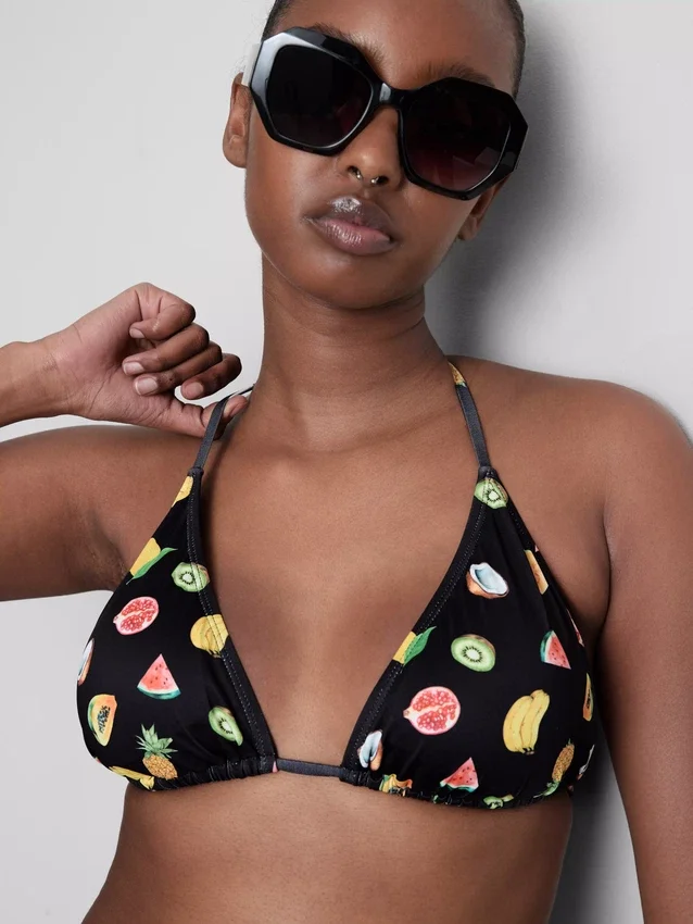 Conjunto de 2 tops de biquíni triangulares estampados