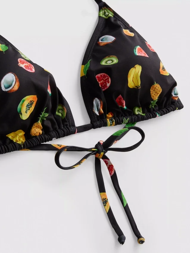 Conjunto de 2 tops de biquíni triangulares estampados