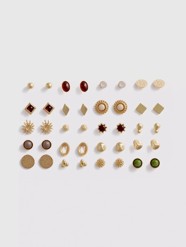 Conjunto de 20 brincos de pino mistos