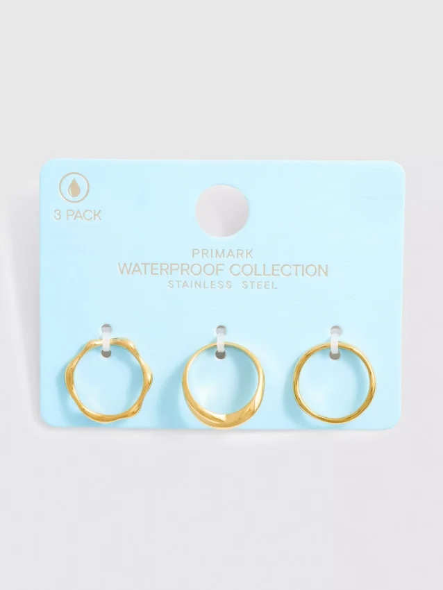 Conjunto de 3 anéis à prova de água com designs variados