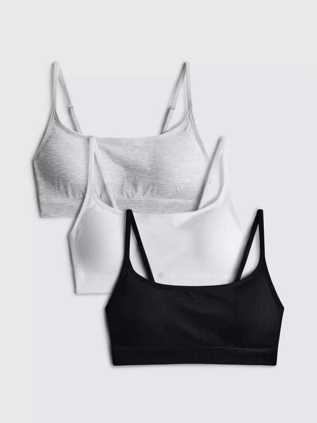 Conjunto de 3 bralettes curtas sem aros