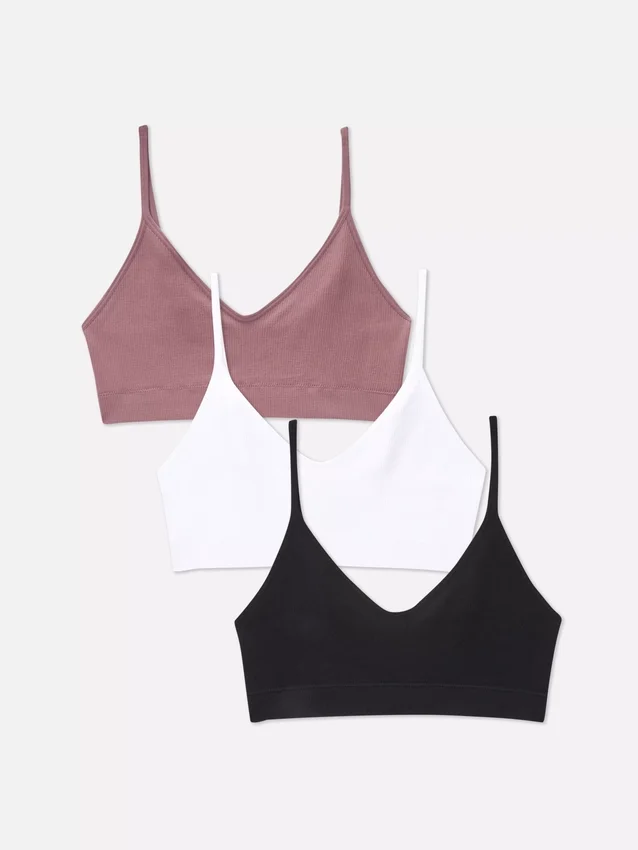 Conjunto de 3 bralettes curtas sem costuras
